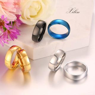 Nhẫn Cưới Bằng Thép Không Gỉ 6mm Màu Vàng / Xanh Dương / Bạc