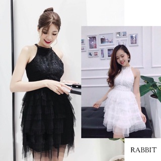 Đầm cổ yếm nhiều tầng kèm ảnh thật