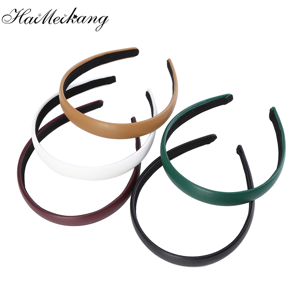 Cài tóc Haimeikang da pu màu trơn thời trang đơn giản cho nữ