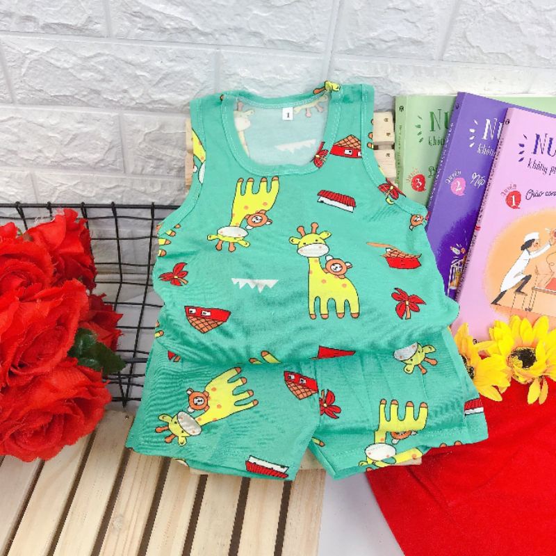 {6-16kg} Bộ ba lỗ bé gái chất cotton co giãn 4c