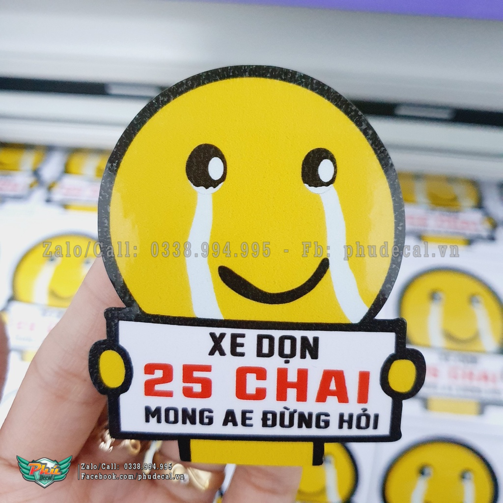 Tem logo hình dán sticker xe dọn 25 chai hài hước dọn xe 25 củ