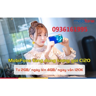 Sim 4G Mobifone C120 gói 120GB/tháng.Miễn phí cuộc gọi nội mạng + 50 phút gọi ngoại mạng