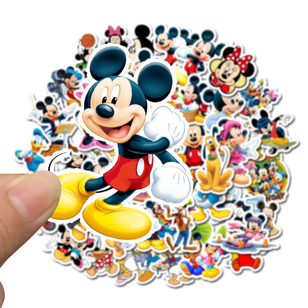Bộ 50 miếng dán trang trí chống nước hình Mickey &amp; Donald