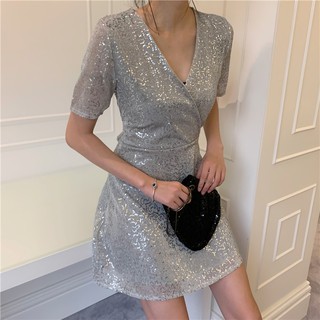 ORDER Đầm kim sa basic ( bạc và đen )