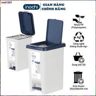 ♕☃noti1507 thùng rác inochi - thùng rác nhựa đạp chân nắp đậy, làm sọt rác văn phòng, đựng rác gia đình