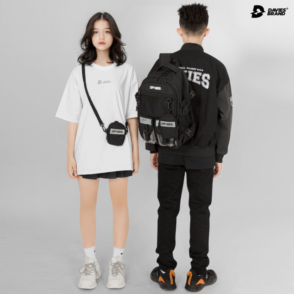 Balo đi học nam phản quang local brand Davies - Black Warrior Backpack
