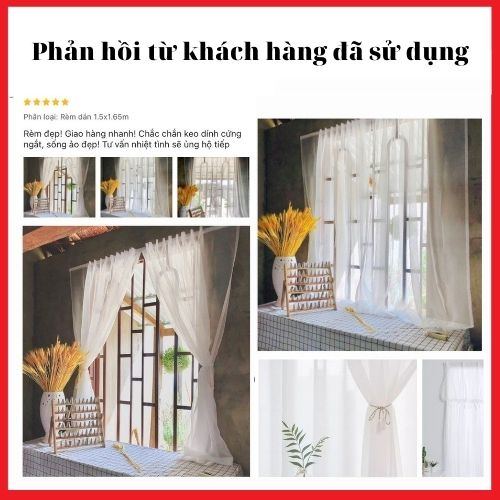 Rèm Voan Trắng Decor cực xinh, rèm voan dán tường tiện lợi trang trí cửa sổ phòng ngủ, phòng khách, spa siêu đẹp