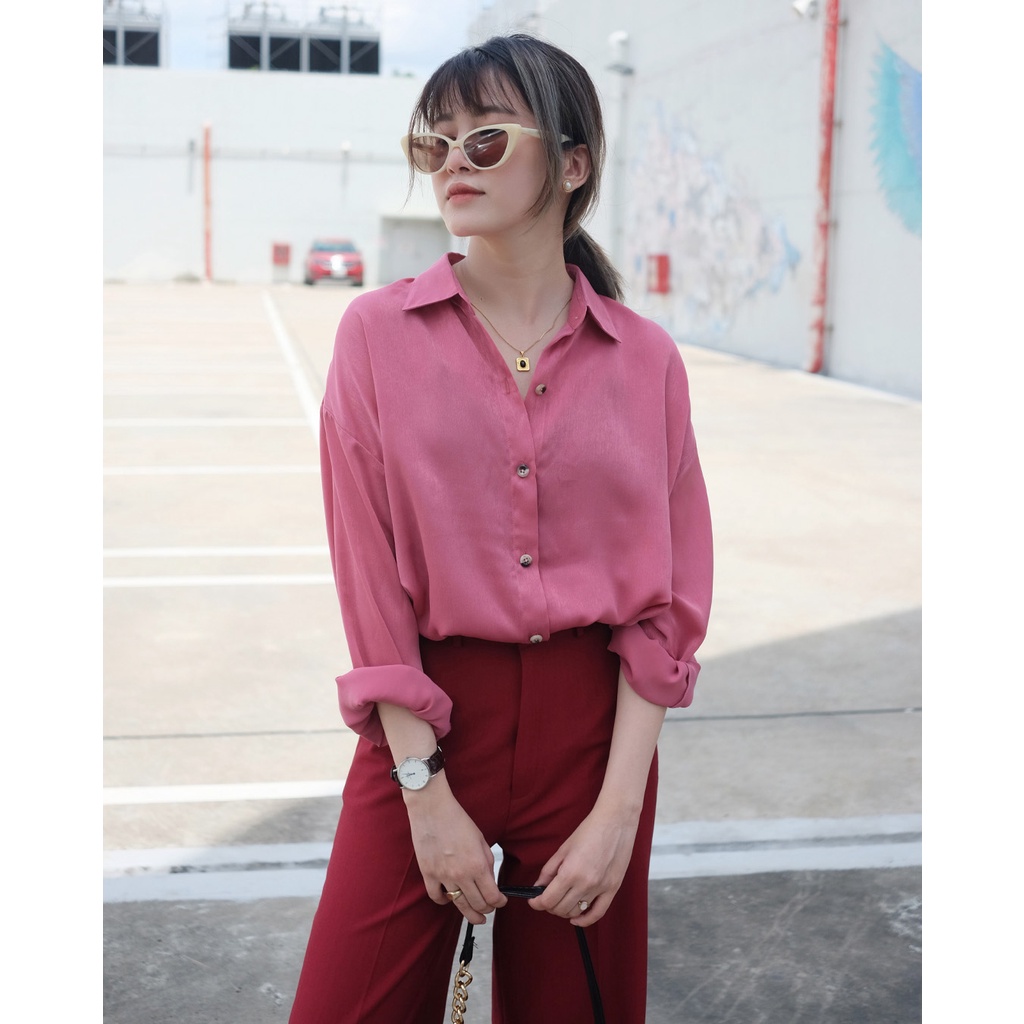 PINKY SHIRT 🌸🌸🌸 ÁO SƠ MI LỤA FORM RỘNG 🌸🌸🌸