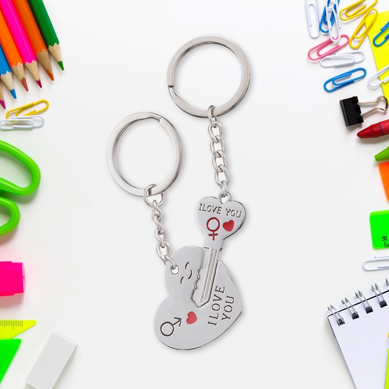 Set 2 Móc Khóa Hợp Kim Ghép Hình Trái Tim Cho Cặp Đôi