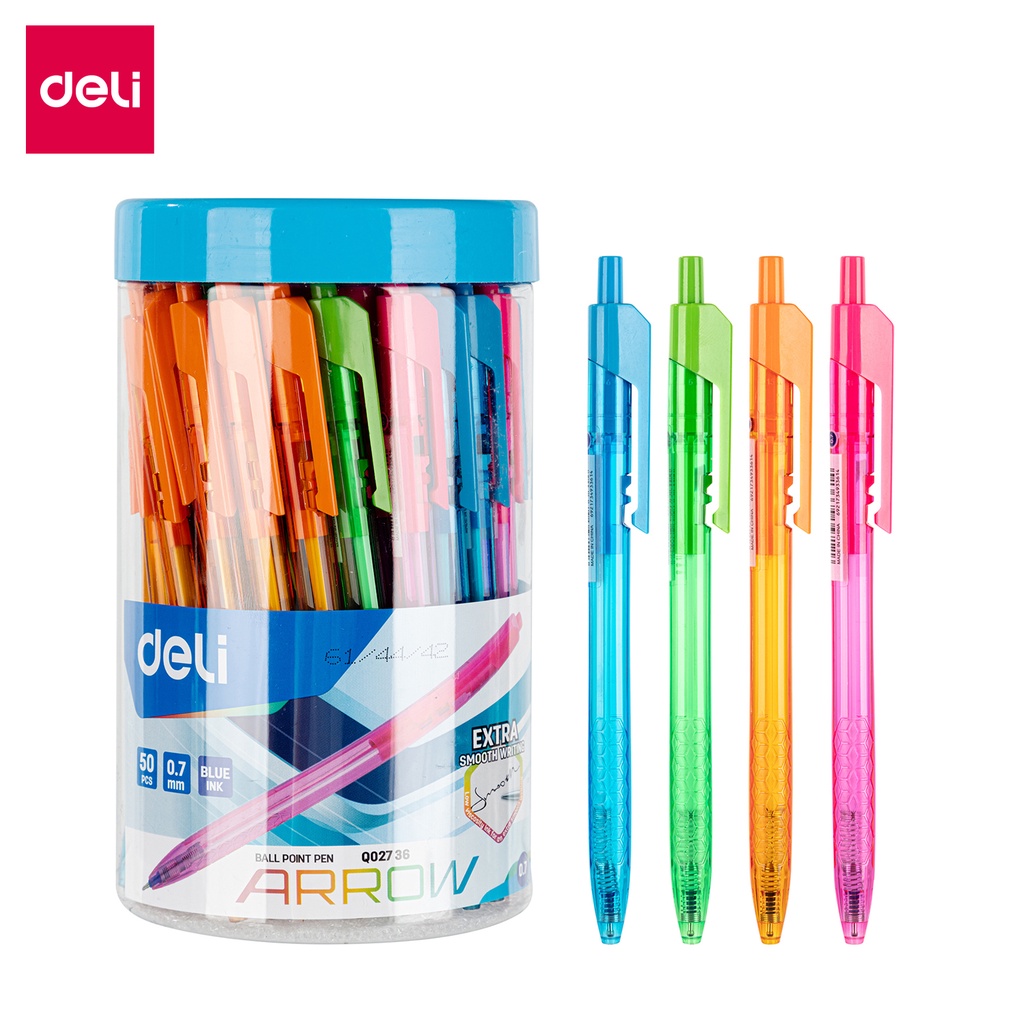 Bút bi Deli ngòi 0.7mm vỏ nhiều màu sắc