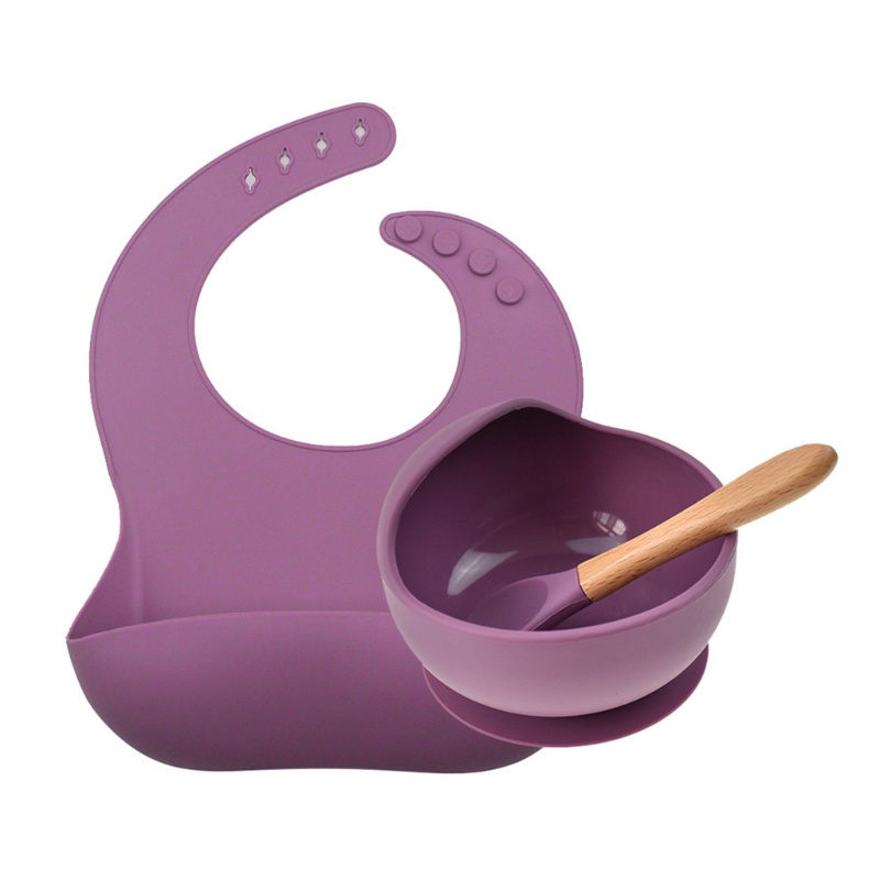 Bộ 3 Yếm Ăn Bằng Silicone Chống Nước Kèm Muỗng Dành Cho Bé Sơ Sinh