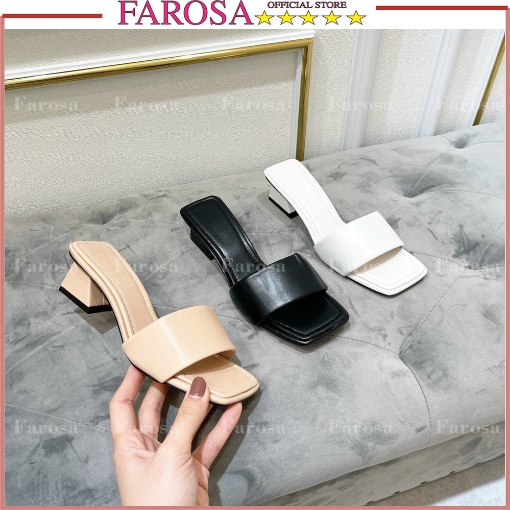 Dép lê nữ quai ngang một bản to FAROSA gót vuông 3cm cực hót mã L167