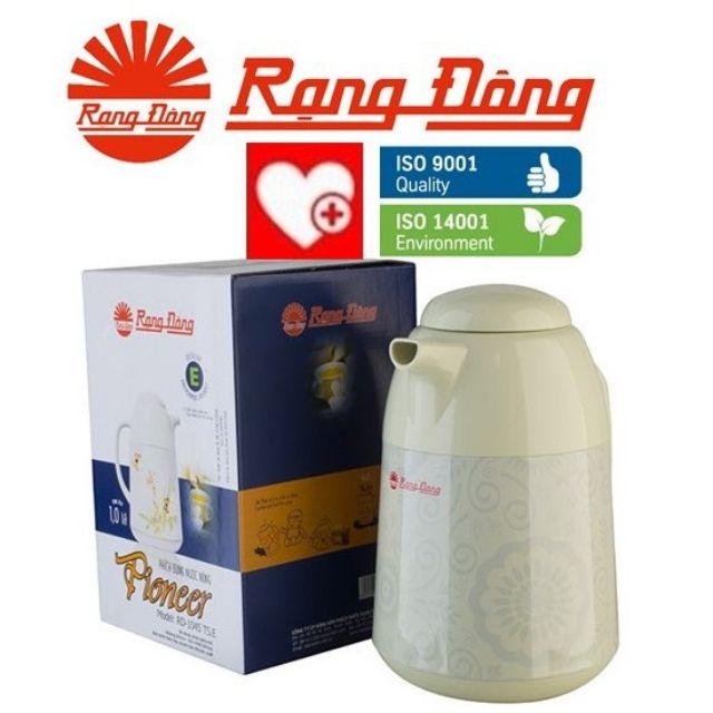 Phích nước Rạng Đông hoa văn cao cấp, có nút ấn 1 lít 1045TS.E