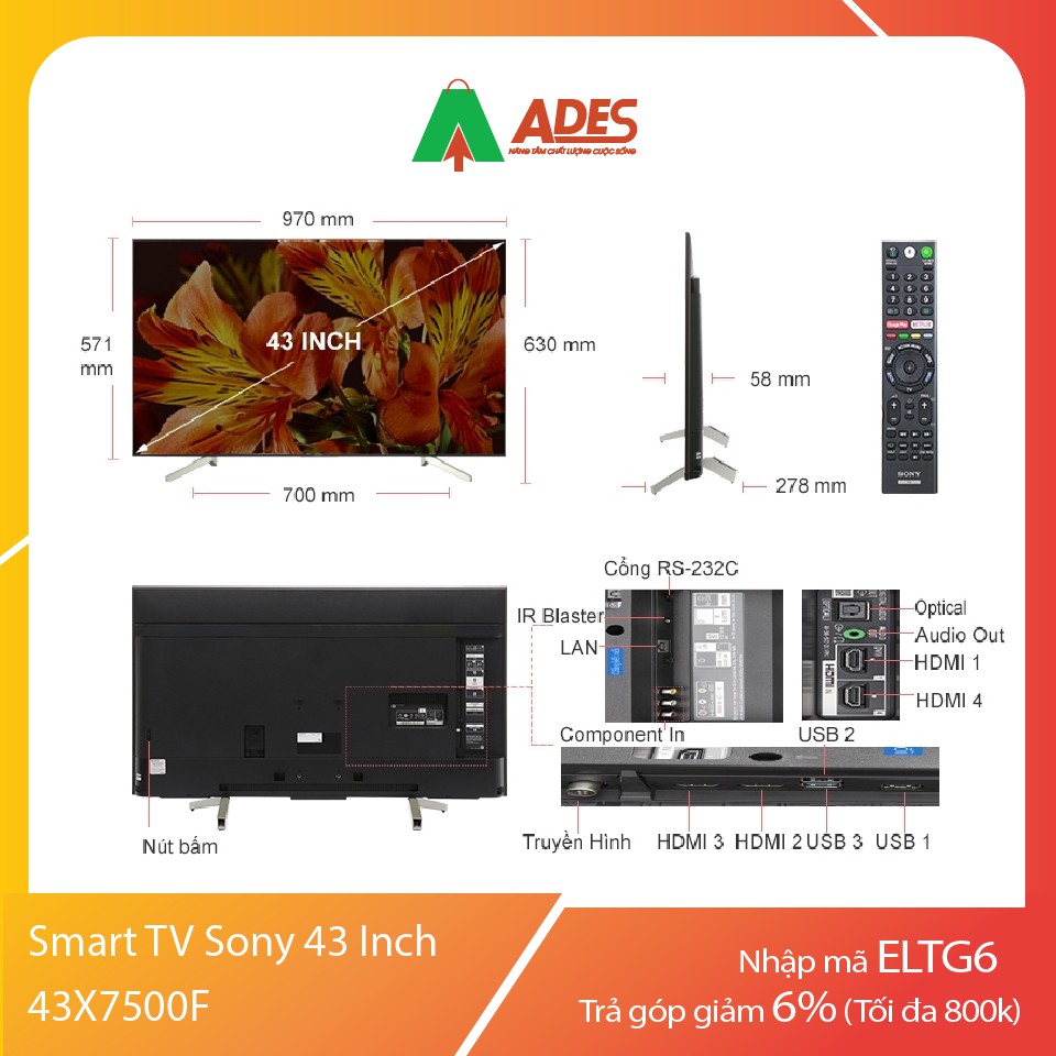 Smart TV Sony 43 inch 43x7500f