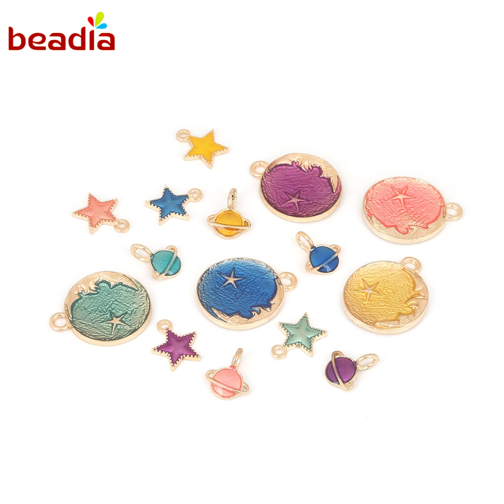 BEADIA Hạt Charm Hình Hành Tinh Nhiều Màu Sắc Dùng Làm Trang Sức DIY