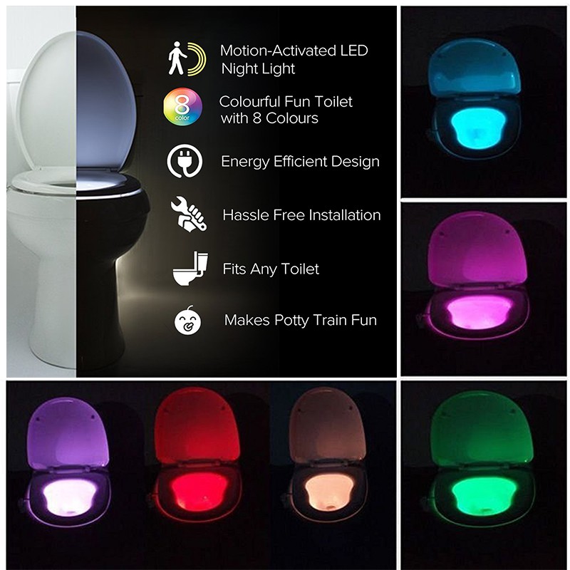 Đèn LED cảm biến 8 màu tự động tắt mở cơ thể người