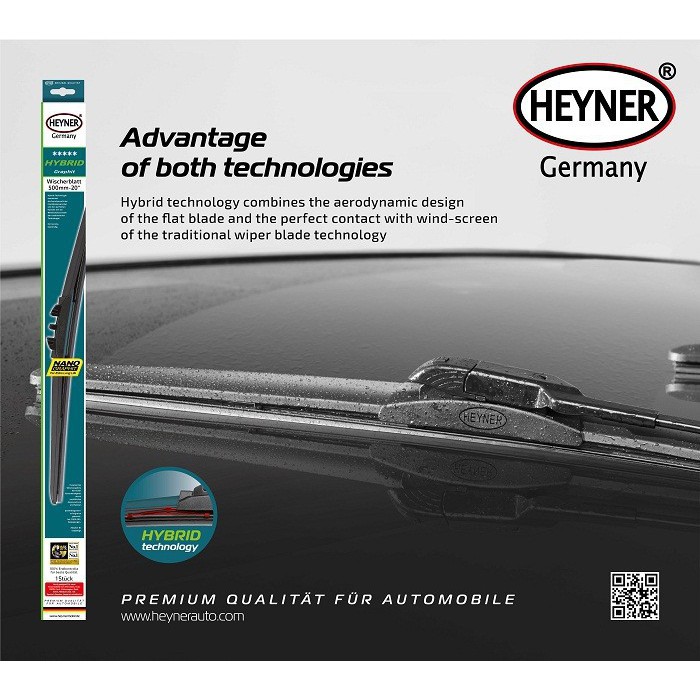 1 đôi gạt mưa mềm Heyner Germany Hybrid Nano đến từ Đức xe Kia morning và kia rio
