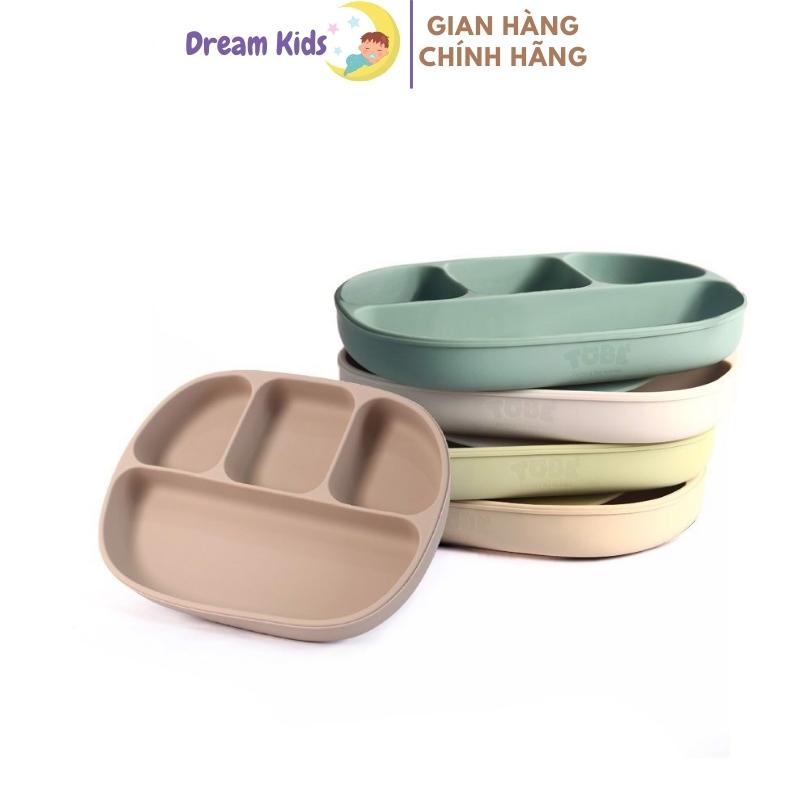 Khay Tập Ăn Dặm Eco Silicone ToBé có đế hít chống đổ chia 4 ngăn tiện lợi cho mẹ & bé