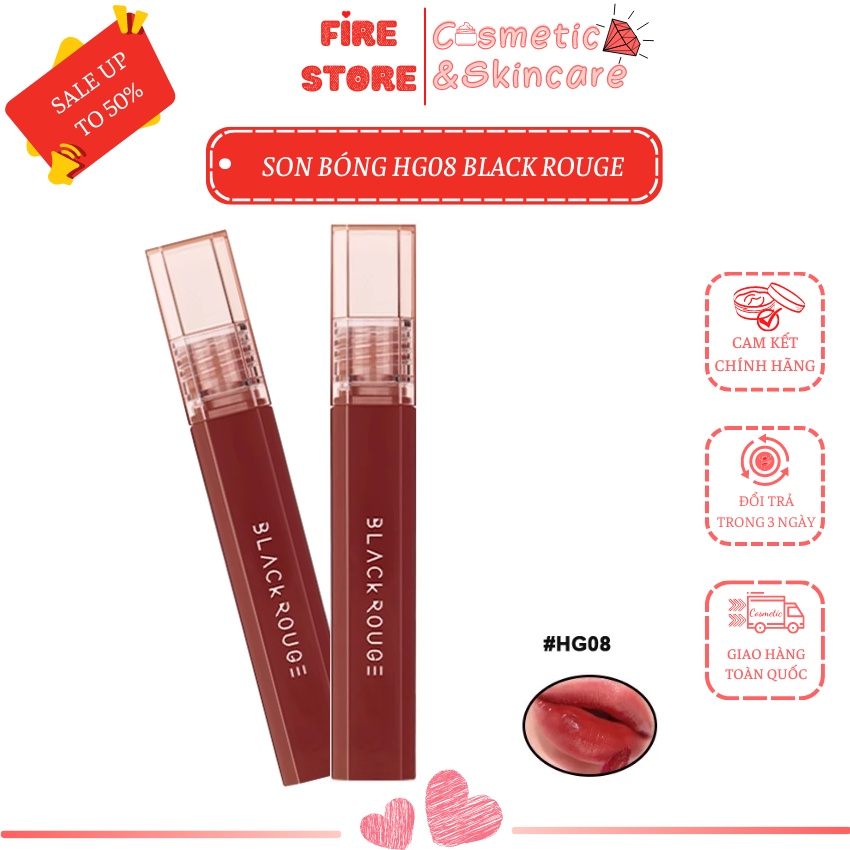 Son Black Rouge HG08 💥 CHUẨN AUTH 💥 Son Tint Bóng Black Rouge Water Glow Tint HG08 cho đôi môi căng 