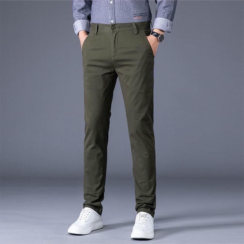 Quần Kaki Nam Cao Cấp Xanh Rêu, Quần Kaki Túi chéo Chất Vải Co Giãn Thoải Mái, DOKI KC-04