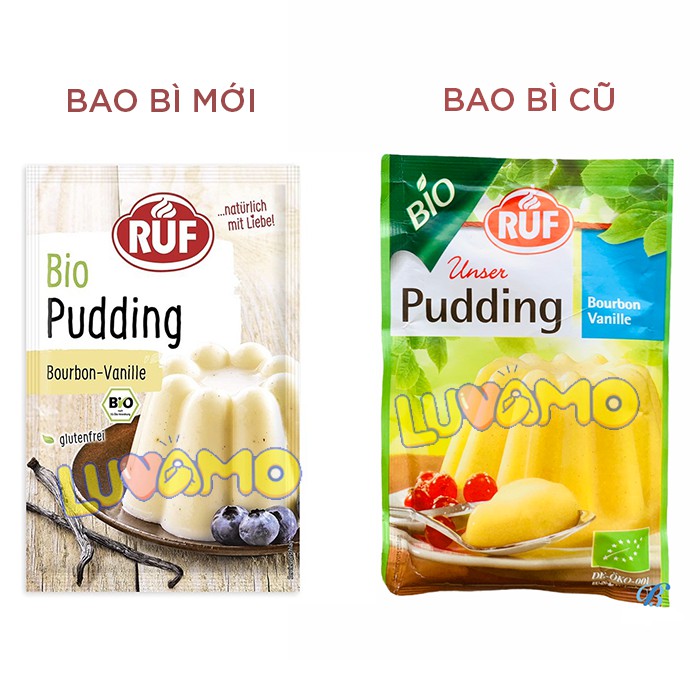 Bột pudding hữu cơ làm thạch rau câu bánh kẹo dẻo cho bé vị vani 46g luvamo GV08