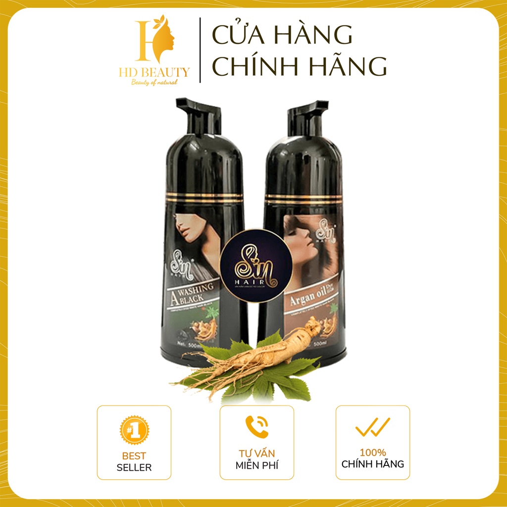 Dầu gội nhuộm tóc phủ bạc SIN HAIR Nhật Bản 500ml