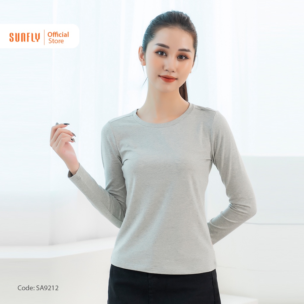 Áo giữ nhiệt nữ cổ tròn chất cotton SUNFLY SA9212