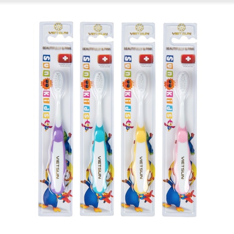 Bàn chải trẻ em 4-9 tuổi SUNKID Vietsun lông mềm mãu đẹp bắt mắt