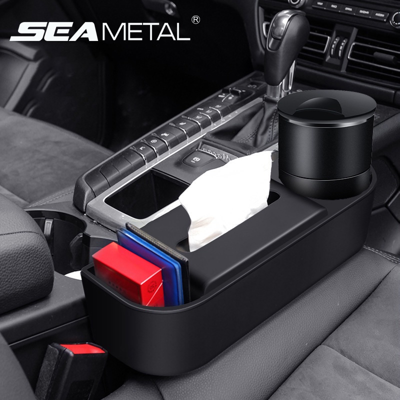 Hộp đựng đồ SEAMETAL 3 trong 1 gắn khe hở ghế ngồi ô tô có giá đỡ điện thoại có thể điều chỉnh