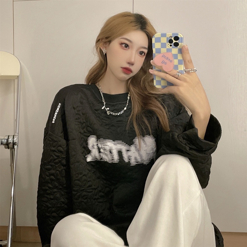 SUXI Áo sweater dáng rộng phong cách mùa thu thanh lịch dành cho nữ