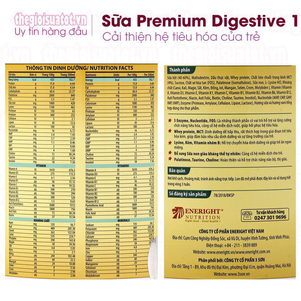 [ƯU ĐÃI] Sữa Premium Digestive 1 loại 700g