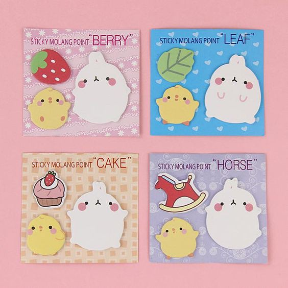 Giấy note cute có keo dán hình Molang đáng yêu kèm sticker - 3 chi tiết BMBooks