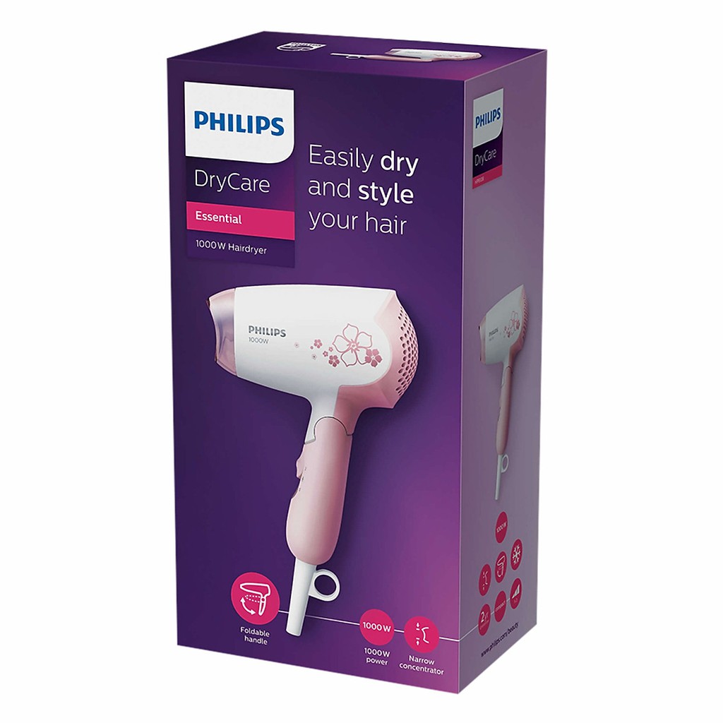 Máy sấy tóc mini 2 tốc độ Philips HP8108 1000W - Bảo Hành 24 Tháng, Hàng Chính Hãng