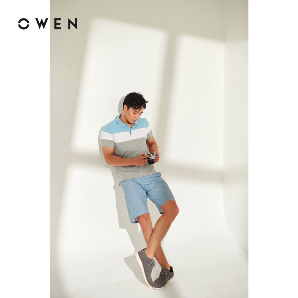 Quần Short Tây Owen Poly màu xanh Sport line - SS20356