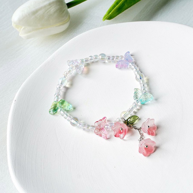 Vòng Tay Xỏ Hạt Mặt Hình Hoa/Nơ/Trái Tim Thời Trang Cho Nữ