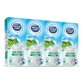 Lốc 4 hộp sữa tươi tiệt trùng có đường Dutch Lady -180ml