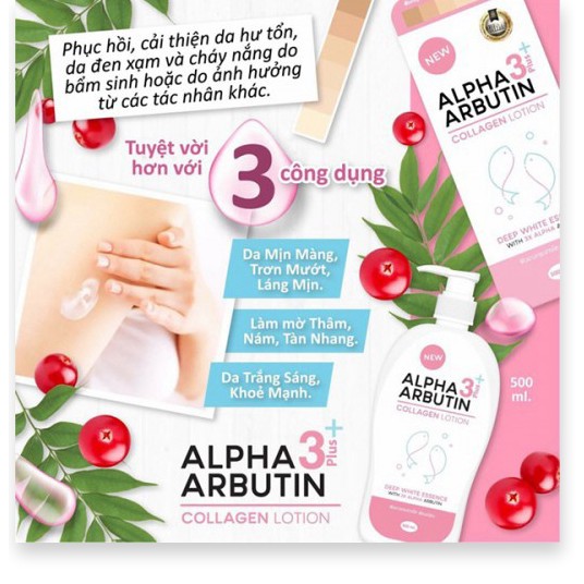 [Mã chiết khấu giảm giá mỹ phẩm chính hãng] Lotion dưỡng trắng Alpha Arbutin Collagen 3Plus – bí quyết của hotgirl Thái