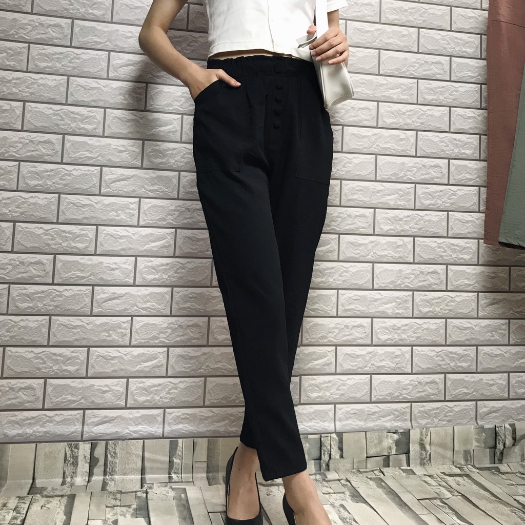 [Mã FASHIONT4WA giảm 10K đơn 50K] Quần Baggy Đũi Nữ, Quần Đũi Nữ Cạp Chun 5 Cúc Bọc, Chất Đũi Xước Hàn Thoáng | BigBuy360 - bigbuy360.vn