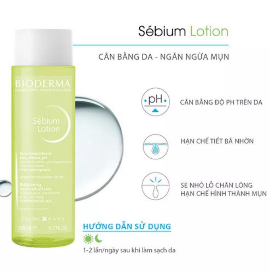 Nước dưỡng da và cân bằng độ pH Bioderma Sebium Lotion 200ml