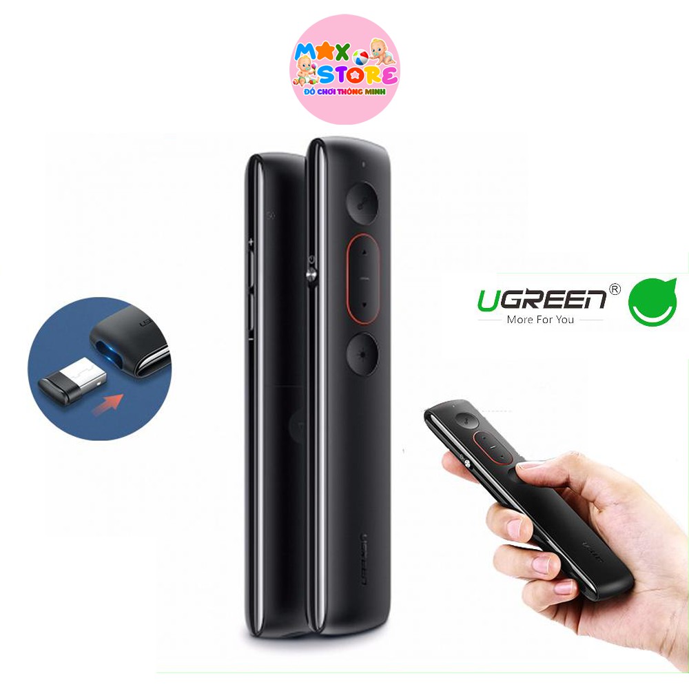 Bút trình chiếu PowerPoint Laser UGREEN 60327 không dây điều khiển từ xa 100m - Hàng Chính Hãng