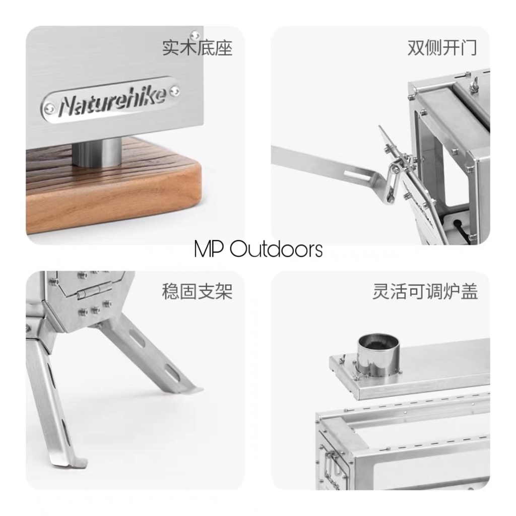 LÒ SƯỞI CỦI KÈM BẾP INOX NH21SK004 NATUREHIKE DU LỊCH DÃ NGOẠI CẮM TRẠI CAMPING OUTDOOR CÂU CÁ LEO NÚI