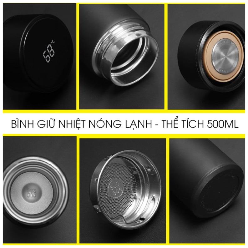 Bình Giữ Nhiệt Inox Có Cảm Biến Màn Hình LED Báo Nhiệt Độ - Dung Tích 500ml