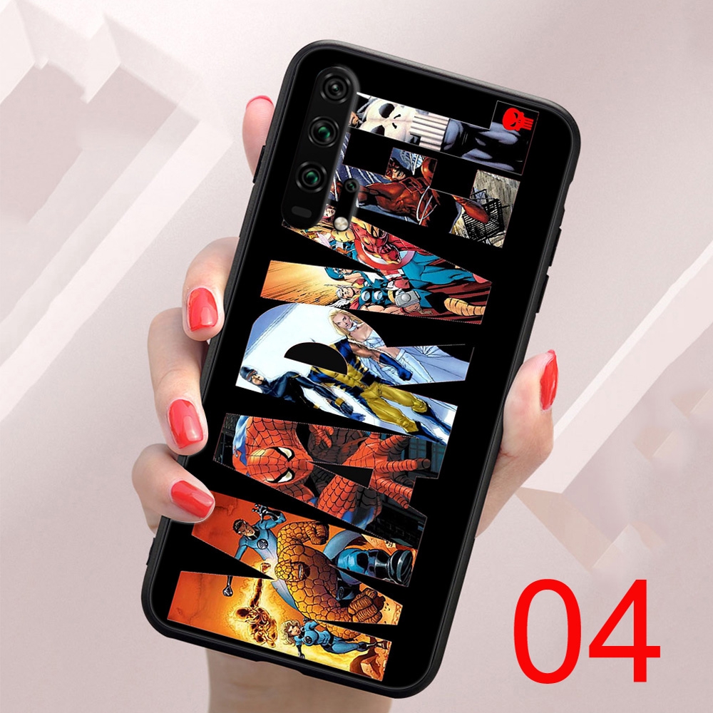 Ốp Điện Thoại Mềm Viền Đen Hình Truyện Tranh Marvel Cho Huawei Honor Note 10 View 20 9x Pro 9 Lite