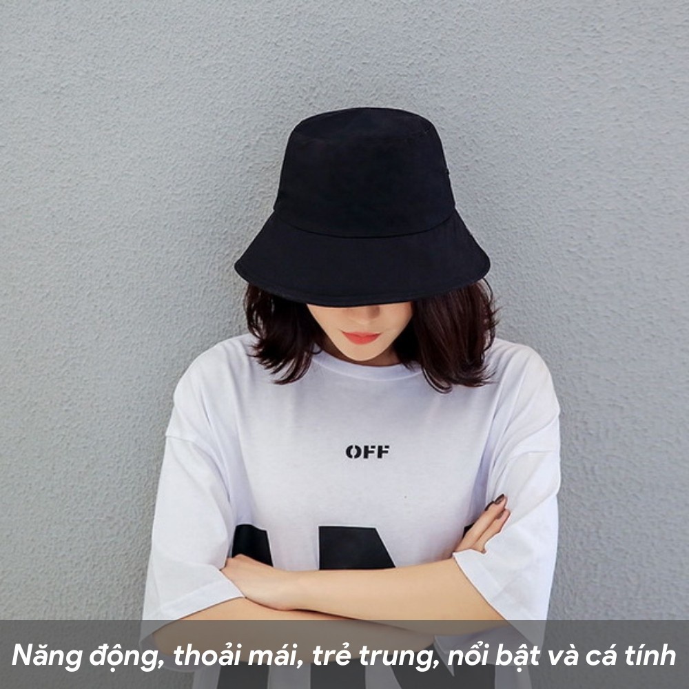Mũ bucket tròn vành trơn nhiều màu phong cách Ulzzang Unisex T02