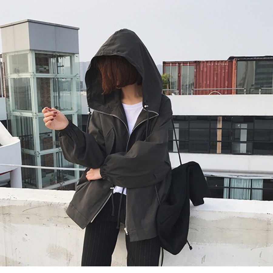 Áo khoac nữ form rộng có dây thắt eo