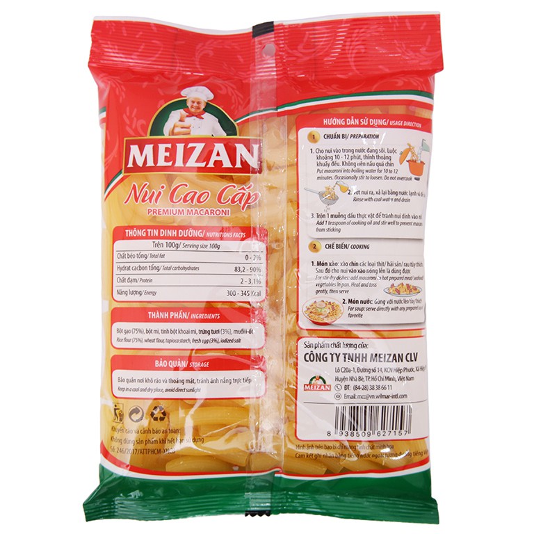 Nui cao cấp ống dài Meizan gói 200g