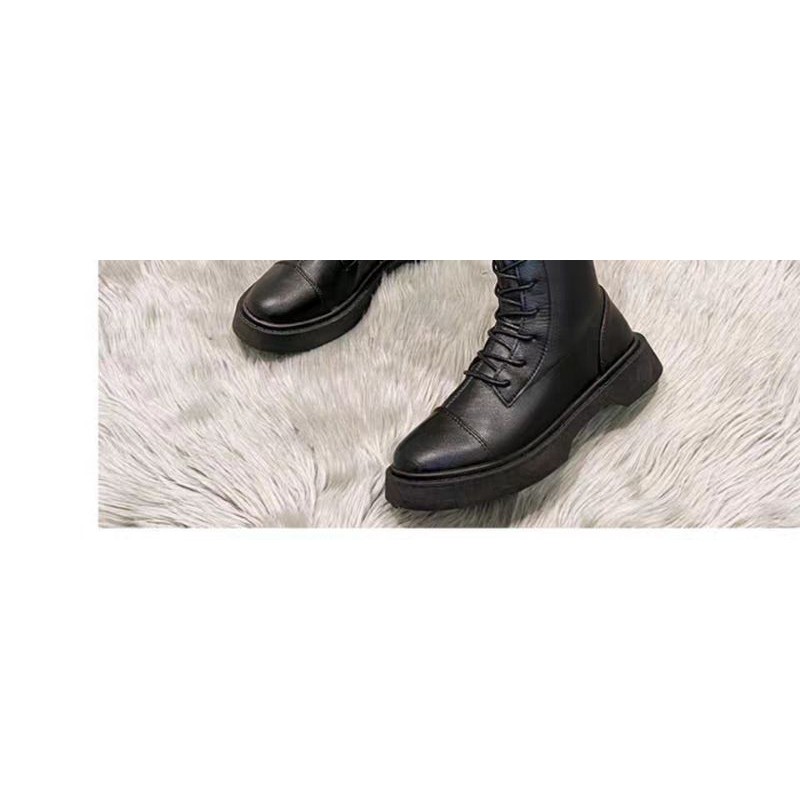Giày boots chiến binh, cổ cao đến đầu gôi buộc dây (k khoá kéo) phong cách Ulzzang ẢNH THẬT TỰ CHỤP Ở CUỐI