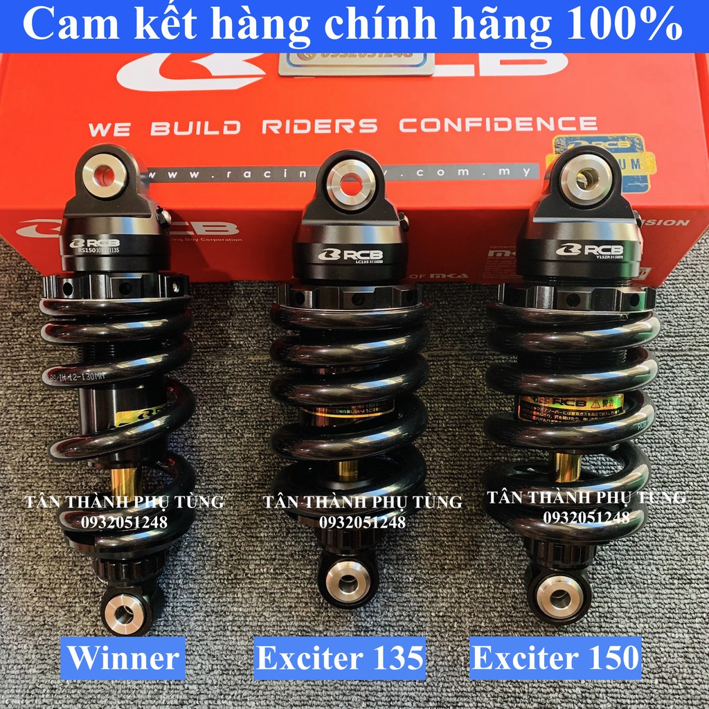 Phuộc RCB S2 Đen Ty vàng Winner, Exciter 135, Exciter 150 chính hãng