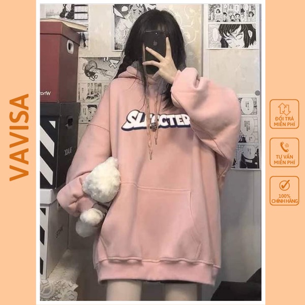 Áo nỉ hoodie nữ mũ 2 lớp form rộng có dây kéo cute hàn quốc NAVISA M377