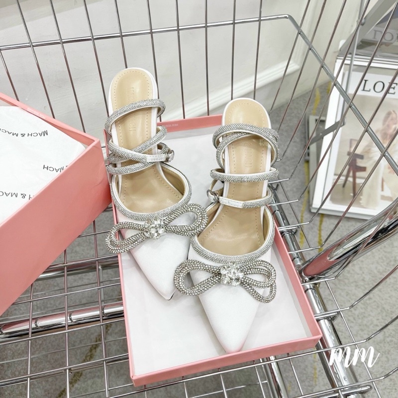 Giày Cao Gót Mach Mũi Nhọn Nơ Đá Gót 8p hàng fullbox quảng châu